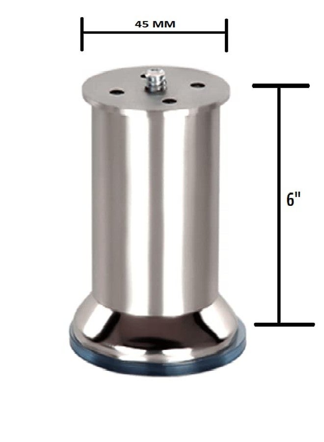 VMD, Stainless Steel 6" & 45 MM Dia. MATT Finish 2 mm Heavy Plate, Sofa, Furniture Legs (Pack of 6) - Image 2
